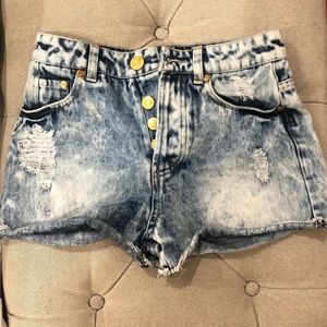 High Waisted Acid wash shorts